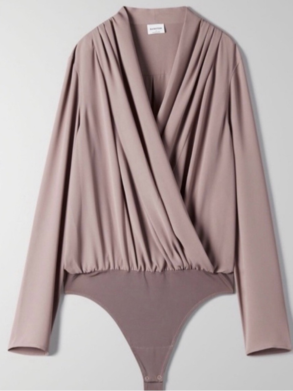 Aritzia Babaton Dusty Mauve Wrap-Front Bodysuit